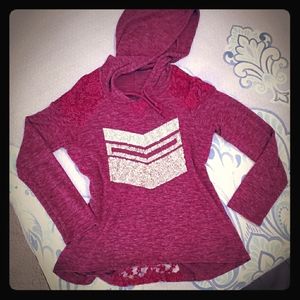 Maroon and Black Hoodie Sweater